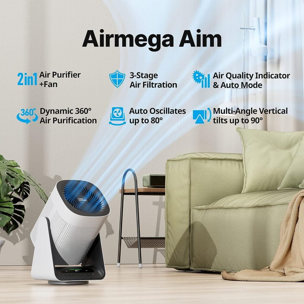 Airmega Aim 2-in-1 Oscillating Fan  True HEPA Air Purifier